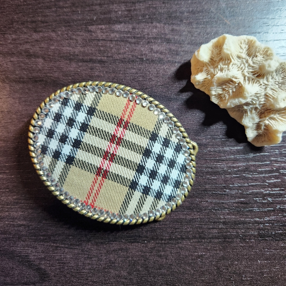Upcycle Plaid Belt Buckle.